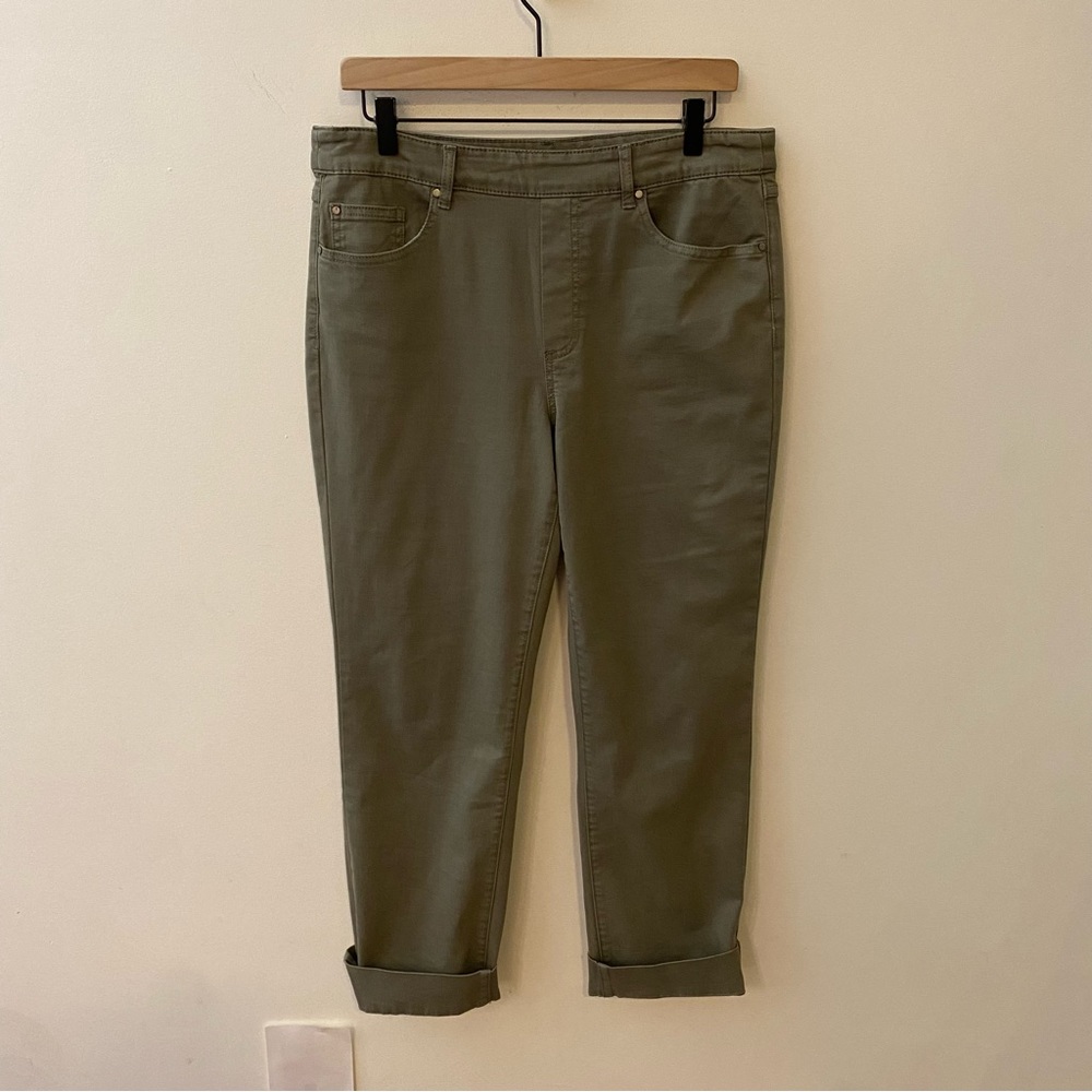Tribal Olive Green Cropped Ankle Pants